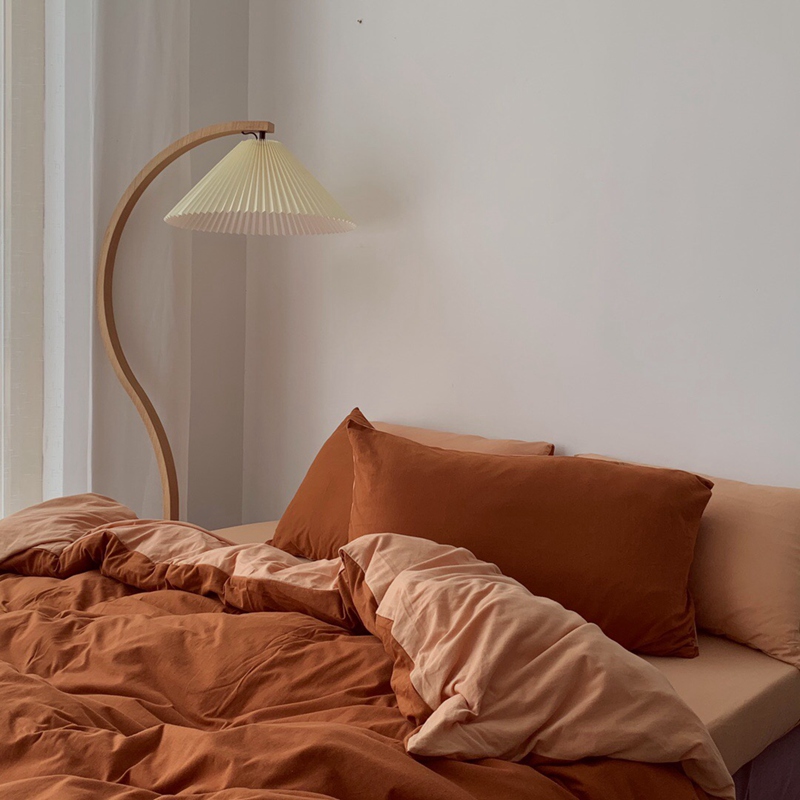 ins Japanese-style solid color all-cotton knitted cotton four-piece set, skin-friendly nude sleeping plain double-layer Indian cotton bed sheet pic 107