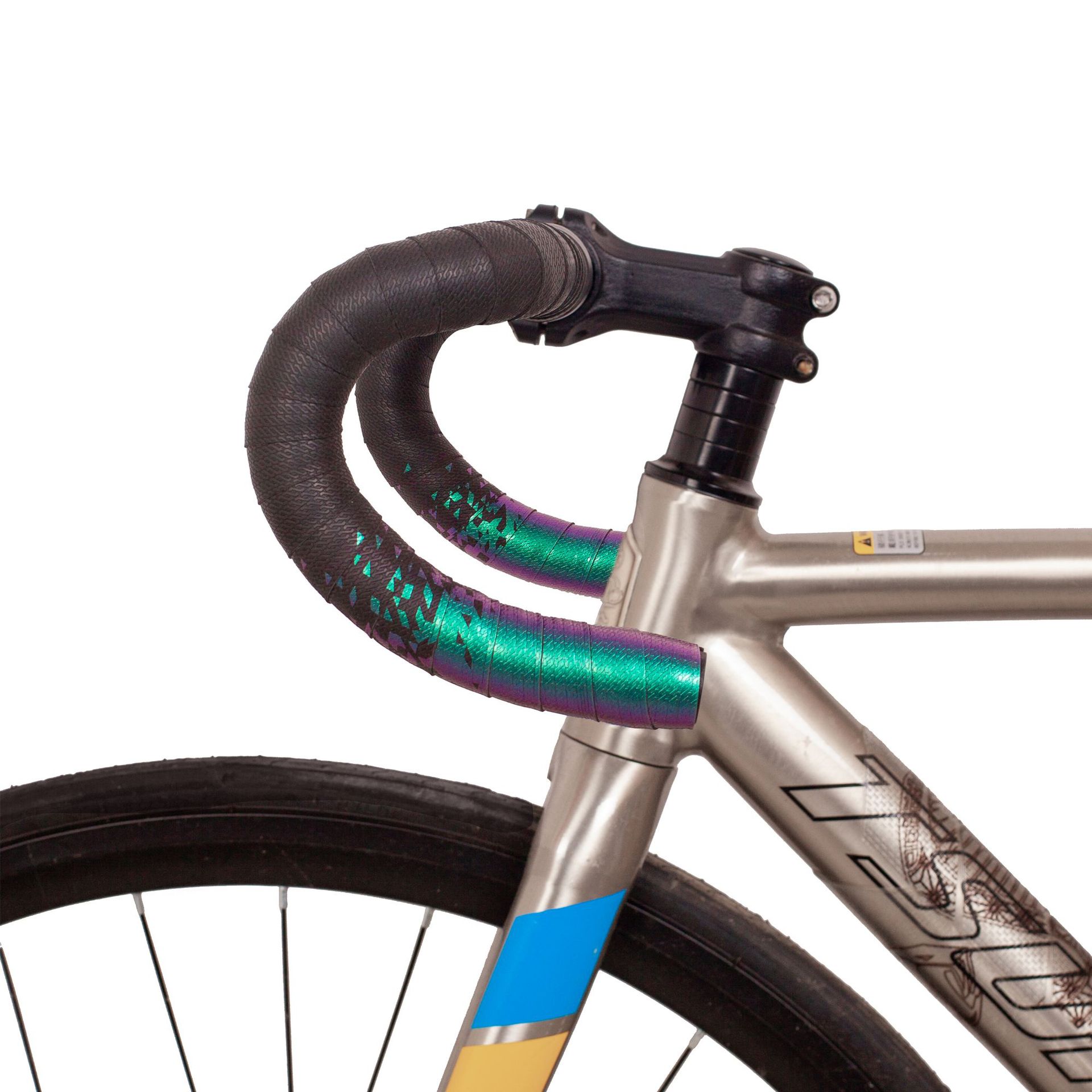 Cross-border gradient color road handlebars with anti-slip and shock-absorbing fixed flying two-color bicycle curved handlebars and leather breathable handlebars pic 21