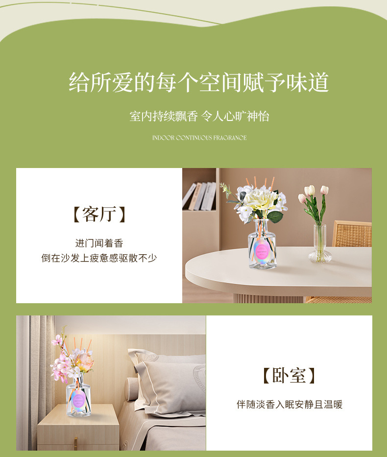 新款永生花花艺香薰家用房间卧室内持久留香栀子花香香熏精致摆件详情19