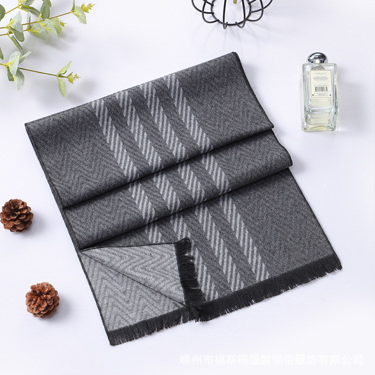 外贸男士围巾批发厂家男秋冬流苏围巾格子围巾仿羊绒围巾源厂家详情23