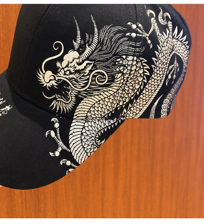 The new popular Chinese wind dragon pattern baseball cap for women, summer cap, ins trendy brand sunshade baseball cap for men and women pic 11