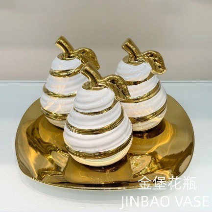 Modern minimalist French light luxury ceramic pear-shaped fruit plate decoration, home decoration handicrafts and gifts pic 6