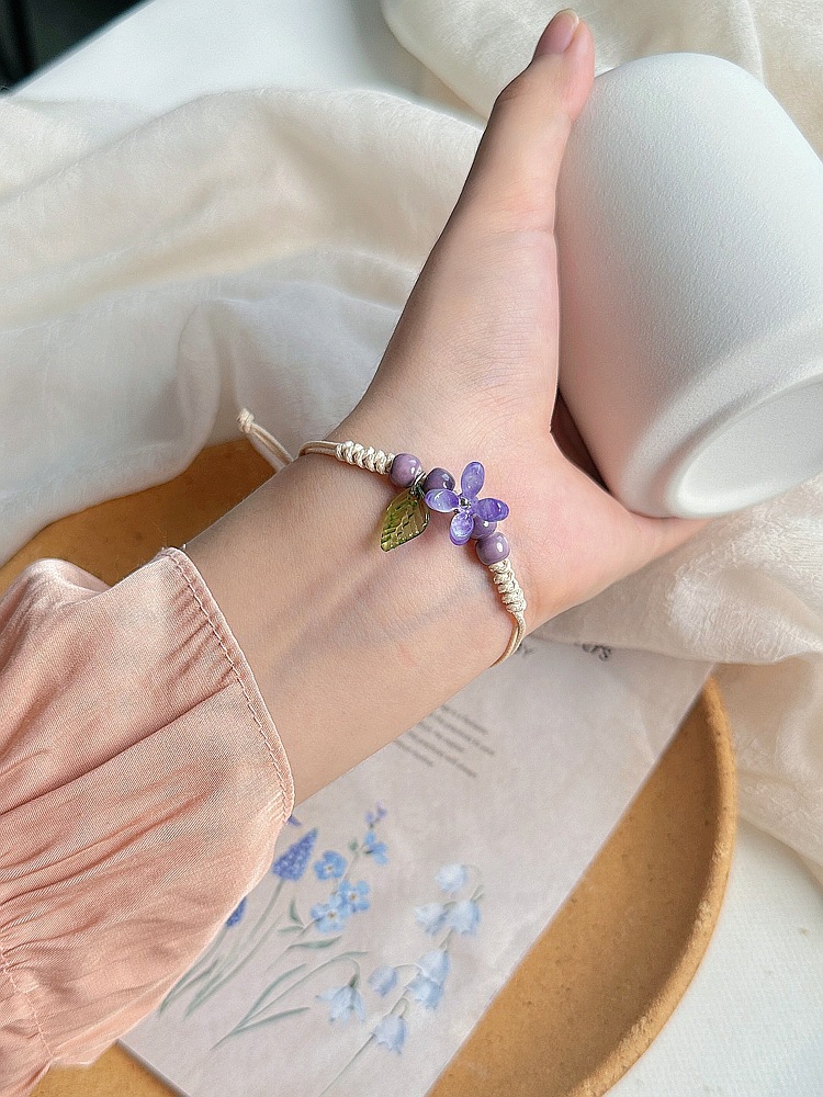 Wholesale of Jingdezhen ceramic bracelets for girls, hand-woven new Chinese-style ancient flower artistic student gift bracelets pic 4
