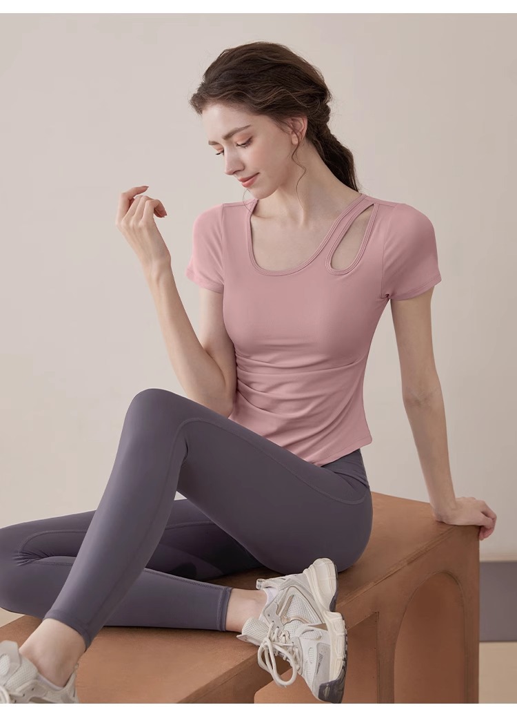Yoga wear for women 2025 New short-sleeved, form-fitting, high-end sporty top, Pilates training suit, fitness wear set pic 21