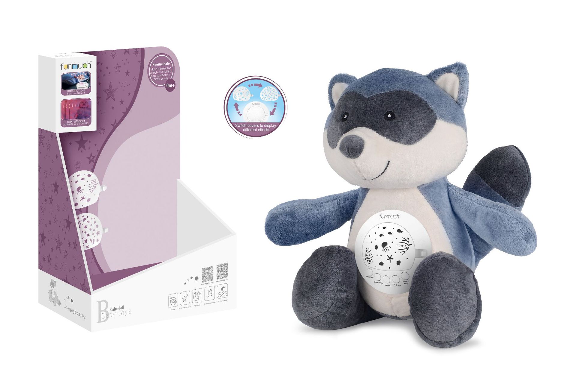 Cross-border infant and toddler soothing plush toys, creative projection night light music lullaby dolls, baby comfort toys pic 12