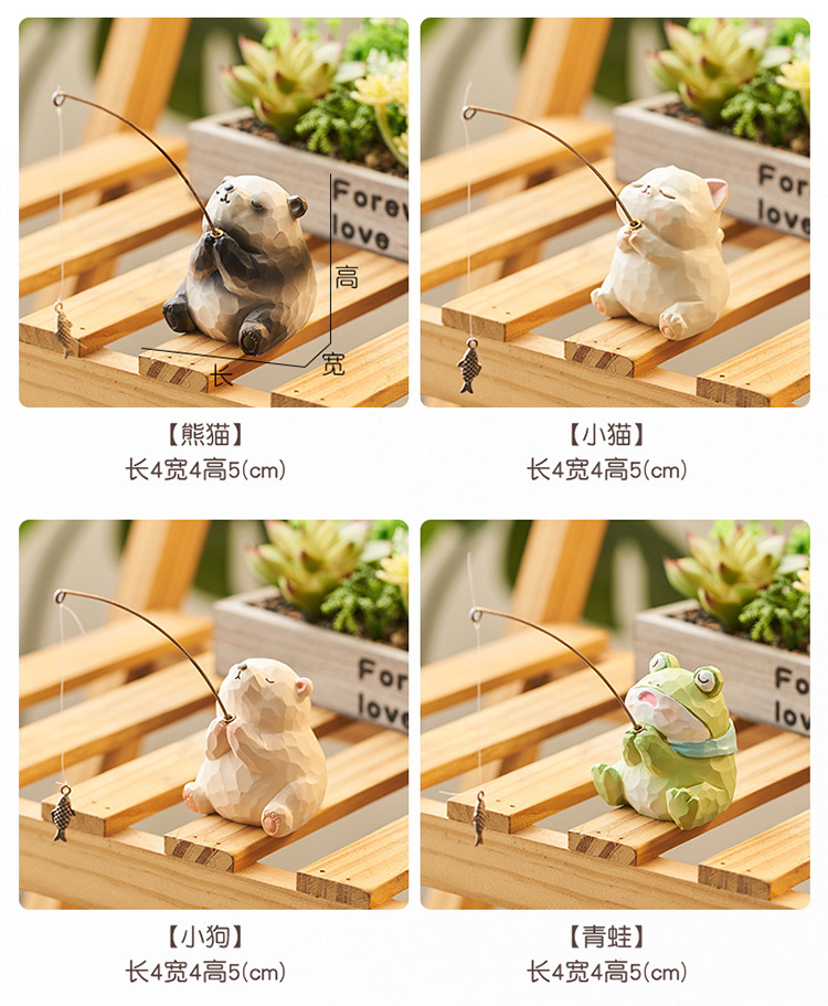 Squinting animal fishing ornaments, desk atmosphere decoration, computer monitor ornaments, small gifts for good luck when coming ashore pic 16