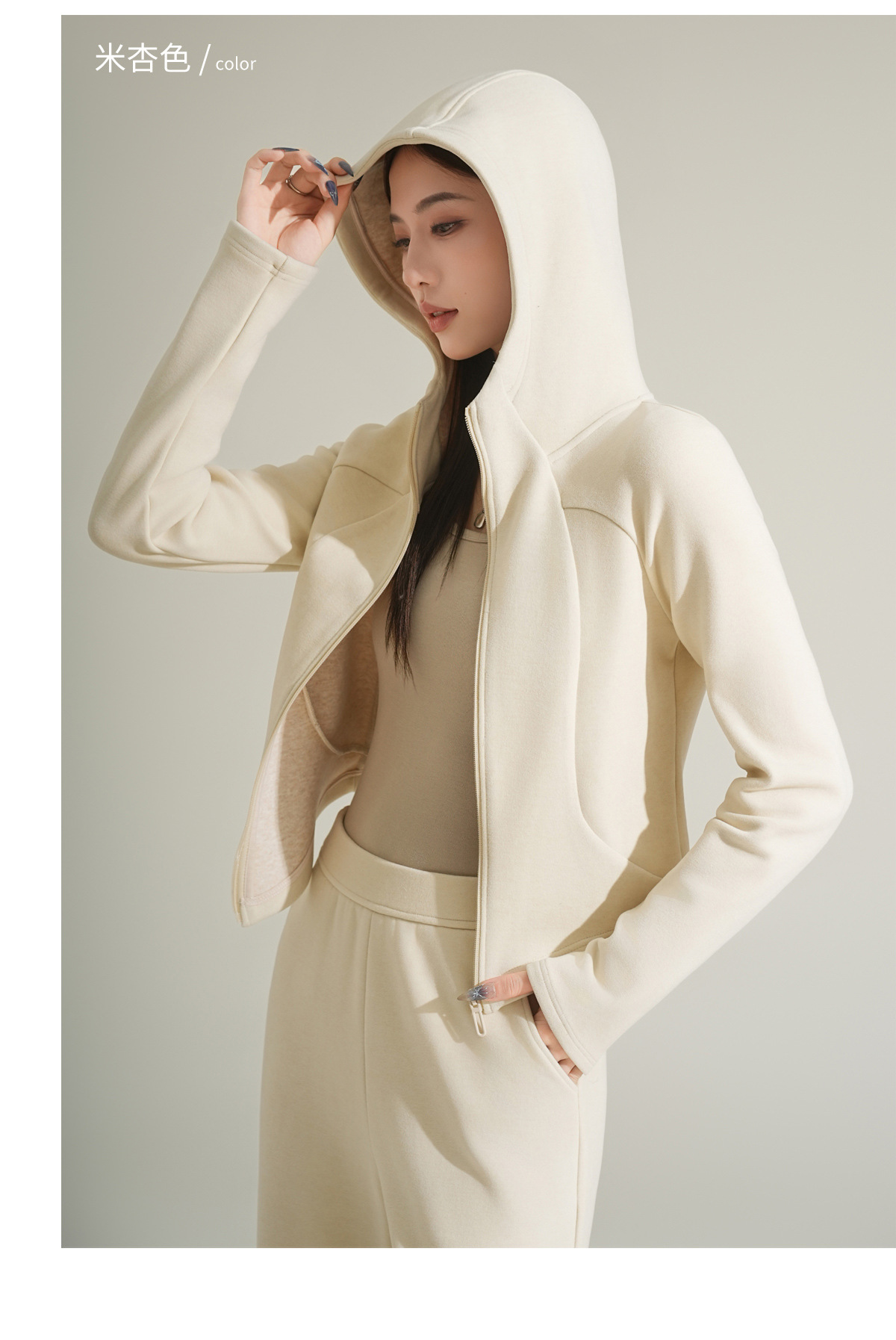 Cashmere and silk sports sweatshirt set for women, winter thickened with fleece and hooded casual set for women, windproof and warm for autumn and winter pic 28