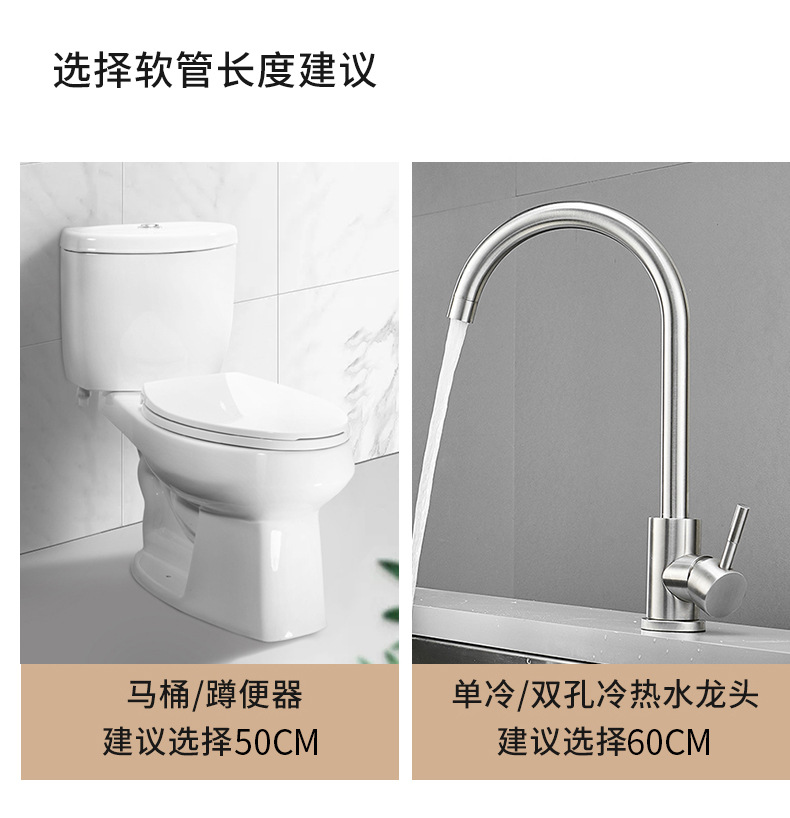 4分304不锈钢软管 高压水龙头冷热进水管马桶热水器连接管花洒管详情4