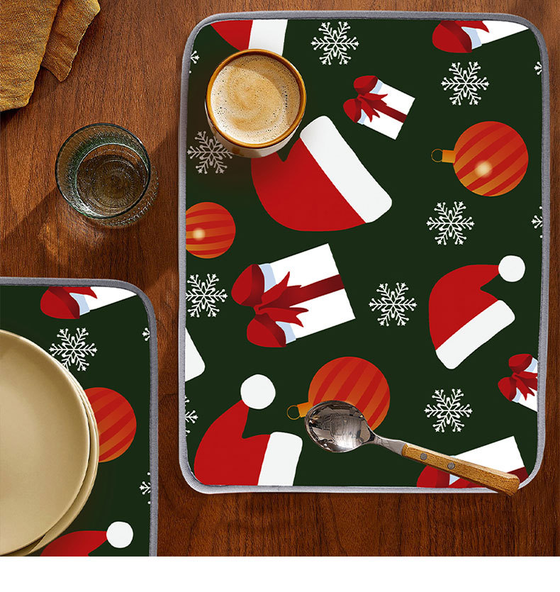 跨境家用圣诞节洗漱台吸水垫餐厅厨房浴室水龙头沥水垫宠物餐垫详情9