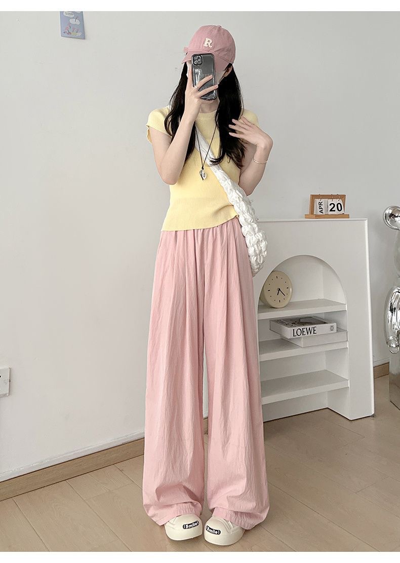 升级不缩水欧若风肌理感山本裤女春夏高腰垂感显瘦百搭休闲裤直筒详情23