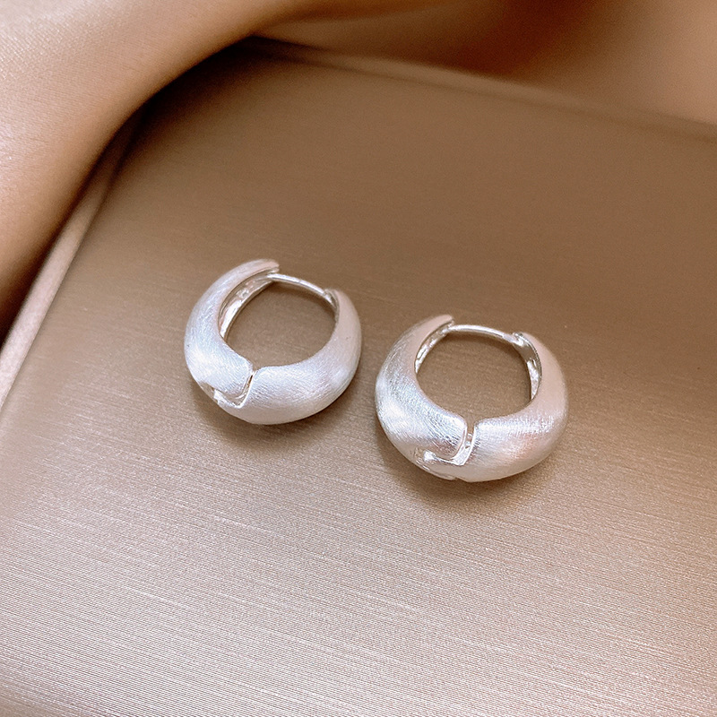 欧美跨境拉丝哑光椭圆耳环时尚潮流百搭耳扣简约高级感耳饰批发女详情4