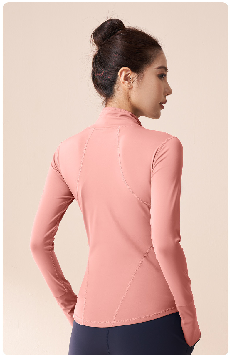 Juyitang Summer Yoga Coat, seamless stand-up collar stretch sports coat, stretch outdoor sports top pic 12