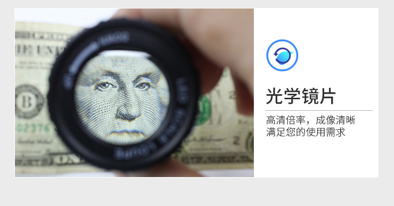 Round barrel cloth mirror LED banknote detector lamp 30X with scale portable cloth mirror cylindrical magnifying glass TH-9006B pic 6