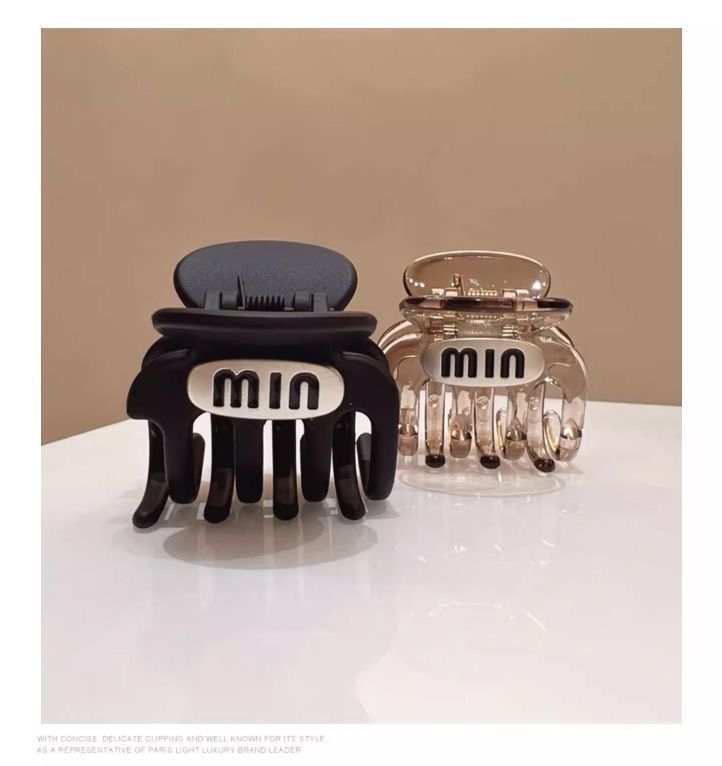 新款简约黑色茶咖色中号马尾抓夹方形半抓韩版蓬松银标发抓ins详情11