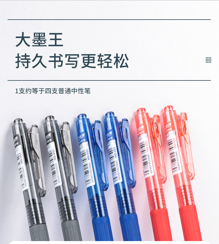 按动中性笔软握 自由马快干水笔ST尖锥原子学生刷题高颜值中性笔详情7