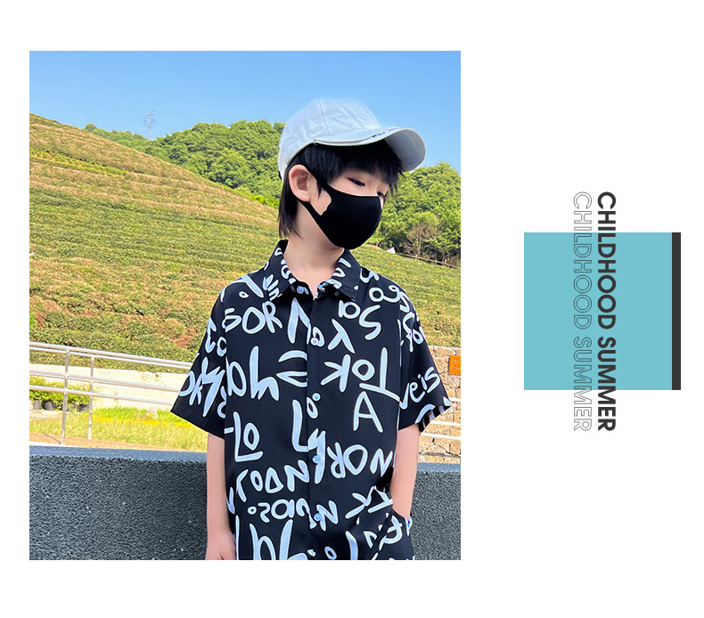 Niño vestido de verano manga corta blusa conjunto 2025 nuevo trendy grande niño dos piezas niño frito street sport pic 17