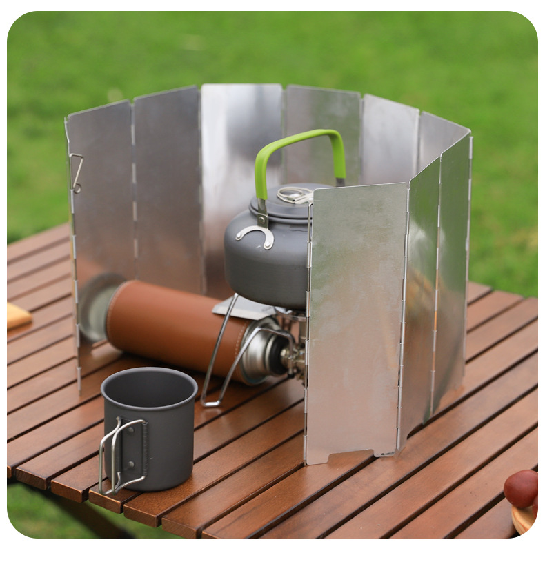 户外野营炉头炉具挡风板超轻铝合金可折叠带插销炉头防风罩便携款详情6