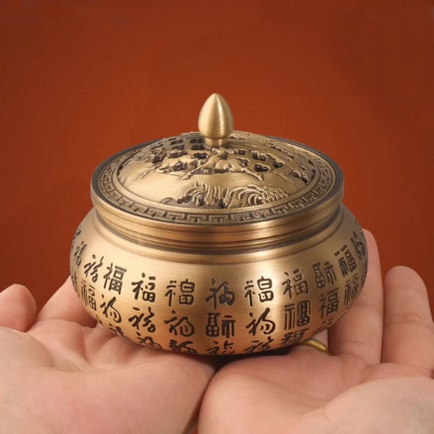 黄铜檀香炉盘家用室内檀香茶道创意装饰供品摆件熏香炉办公室用品详情7