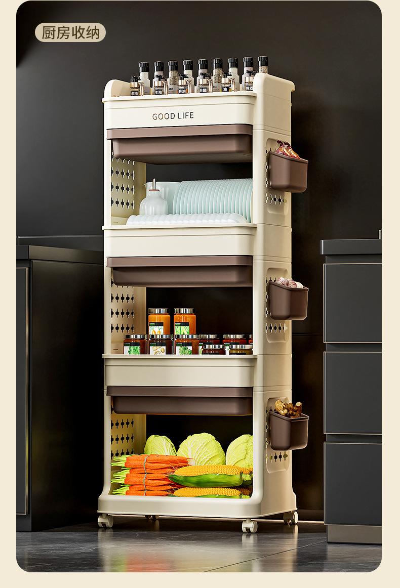 小推车置物架免安装零食收纳箱客厅玩具储物柜子家用抽屉式收纳柜详情19