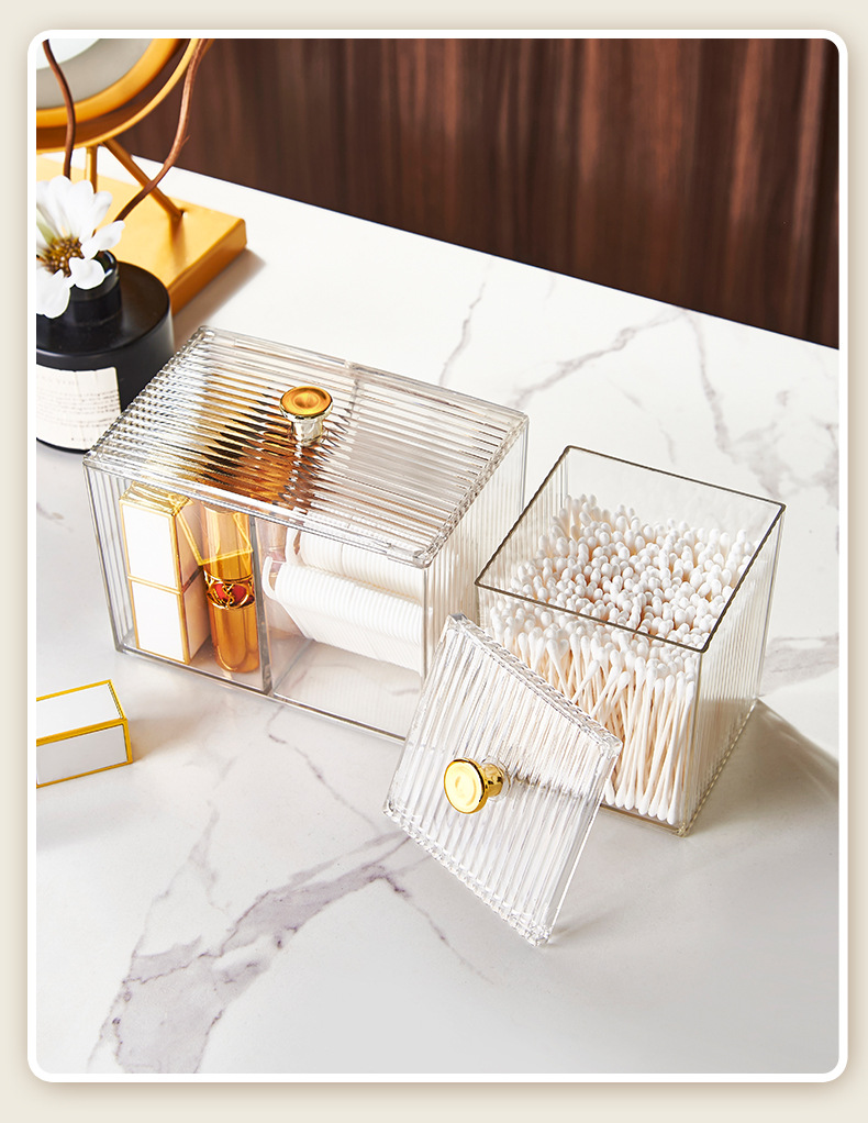 Cotton pad storage box, transparent cosmetic makeup remover cotton pad small box, desktop cotton swab organization box, storage box, plastic box pic 16