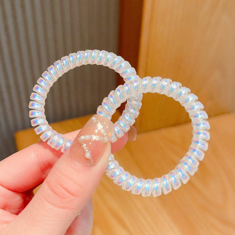 Laser Mermaid Girl telephone line hair tie for women, Korean, simple and basic, versatile hair band, seamless leather cover hair accessory pic 31