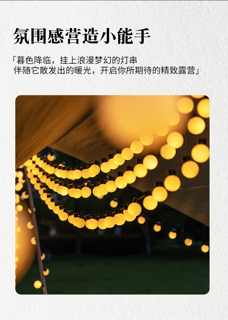 露营装饰灯串婚庆派对布置球泡灯户外防水庭院帐篷天幕圆球LED灯详情2