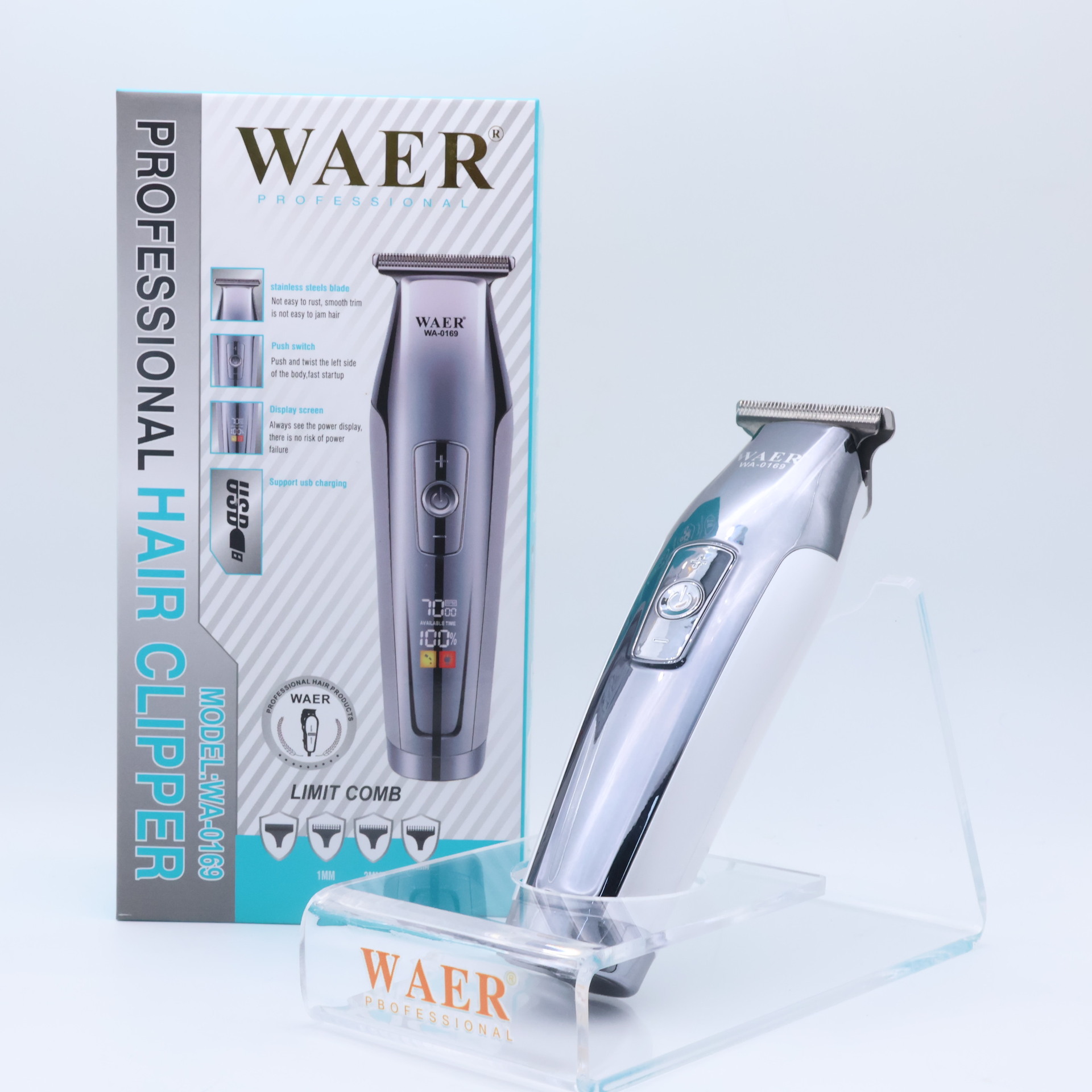 WAER新款电动理发剪雕刻不锈钢电推剪发廊专用大功率专业款电推子详情11