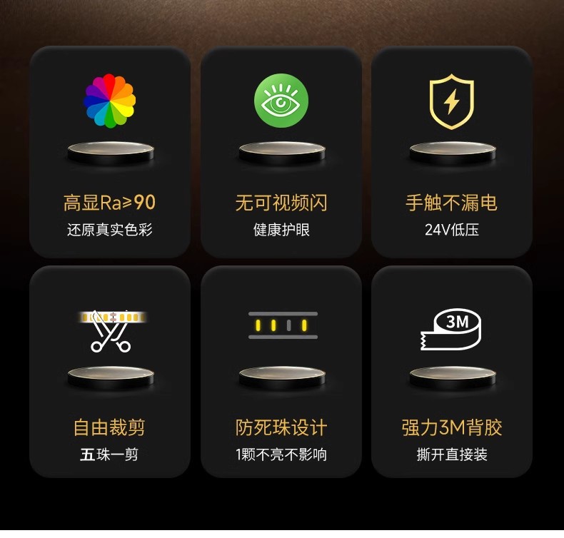 24V欧司朗芯片灯带低压护眼家用吊顶LED2835灯条智能调光三色灯带详情13