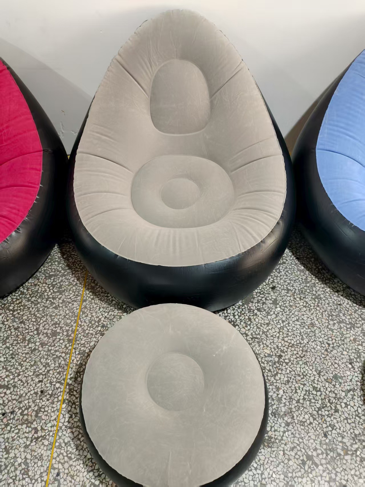 Cross-border flocking inflatable sofa, foldable lounge chair, outdoor sofa with footrests, combination lazy sofa, backrest lounge chair pic 5