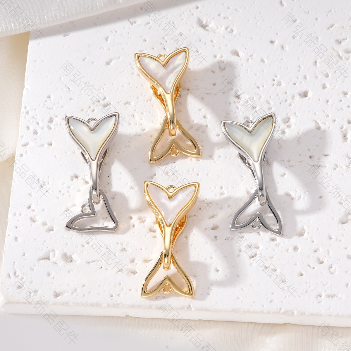 Copper-plated real gold color retention, white shell beauty fishtail necklace, ot buckle pendant, DIY high-end pendant accessory pic 7