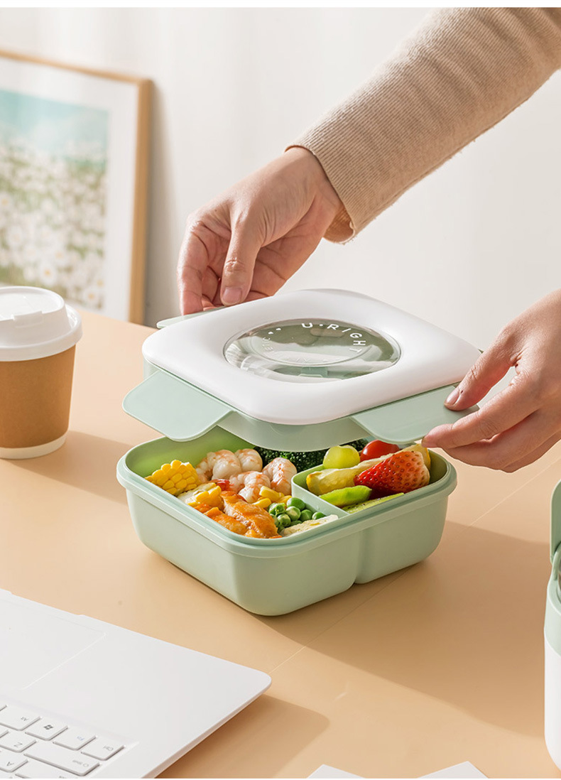 Lunch box lunch box para el empleado lunch box puede ser calentado en microondas estilo japonés formato dividido gran capacidad bento box pic 16
