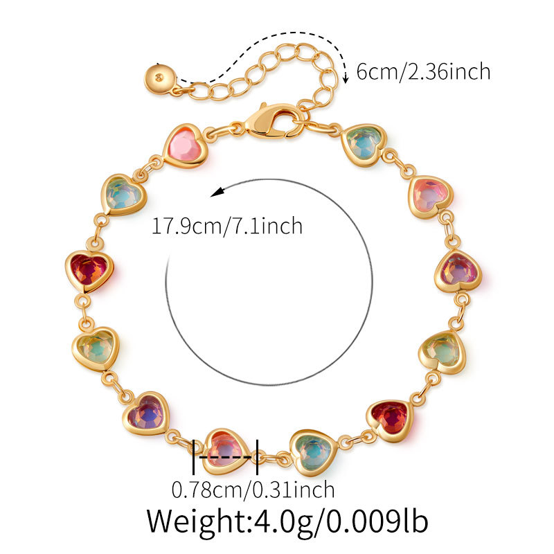 多巴胺手链跨境爱心设计小众几何水滴方形玻璃钻度假风小清新手饰详情15