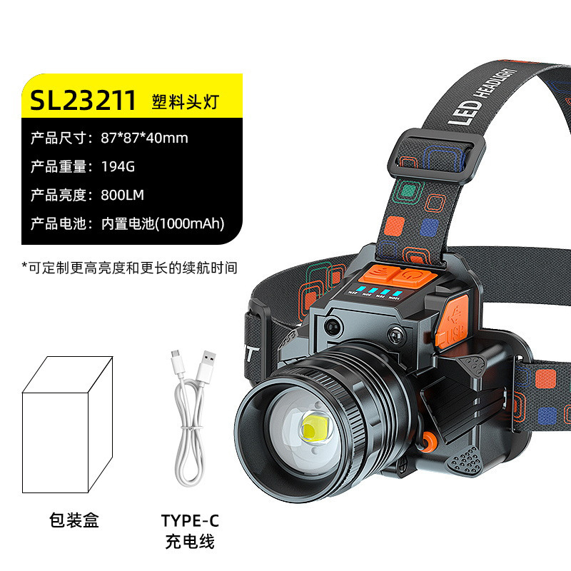 Wholesale of new cross-border 2025 sensor headlamps with intense brightness, long battery life, outdoor charging and fishing led lighting pic 6