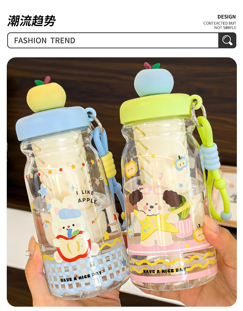 Tazas de agua de dibujos animados adorables cuerpo plástico niños taza de agua diagonal trans dibujos animados tazas de plástico para niños pic 12