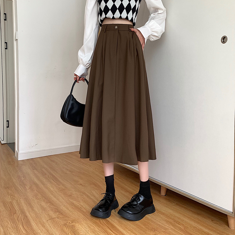 The new Korean-style slimming MIDI skirt for women in the 2022 autumn and winter season is in vogue with A large swing A-line skirt trend pic 17
