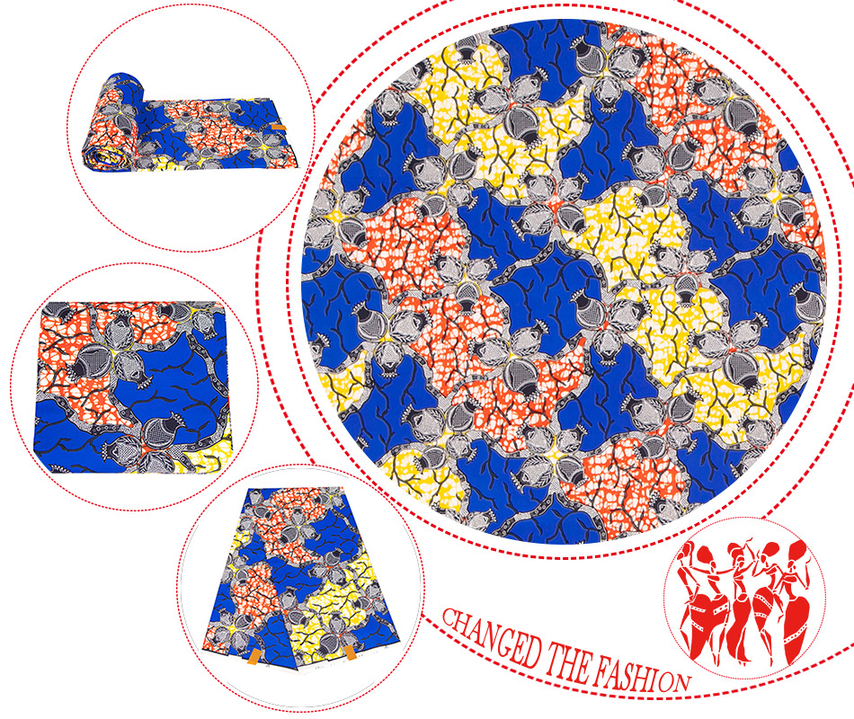 现货代发非洲蜡布双面涤纶几何印花面料africanfabric6码起售详情10