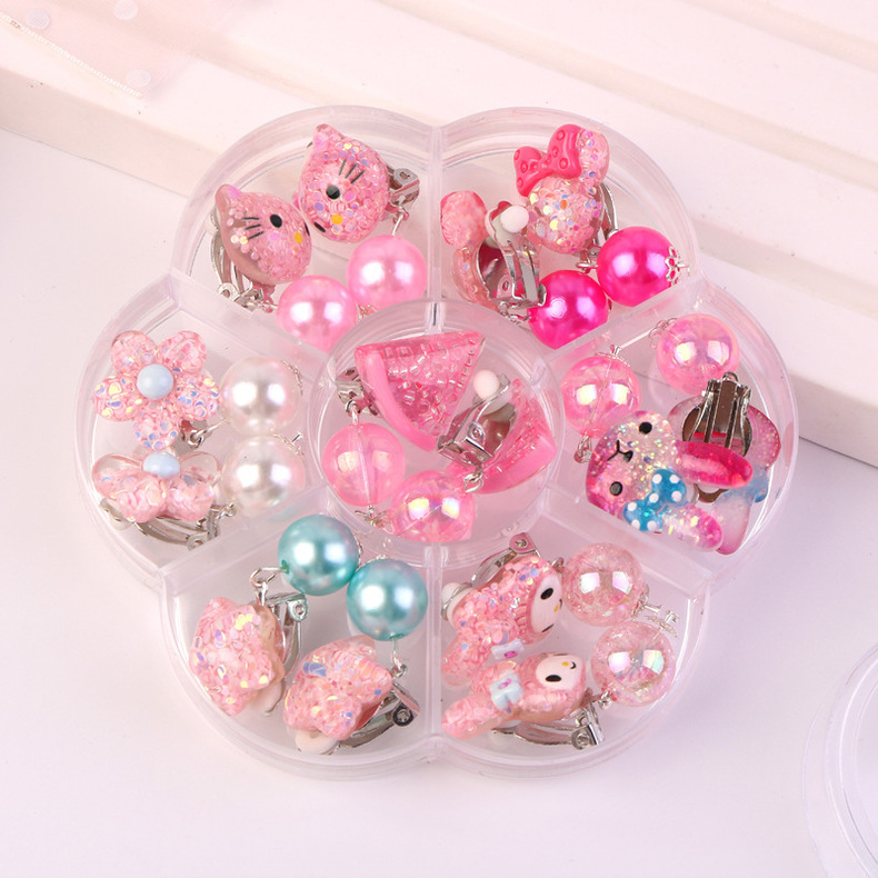 韩国儿童耳环女无耳洞可爱风学生首饰DIY珍珠流苏耳夹长款儿童耳饰详情26