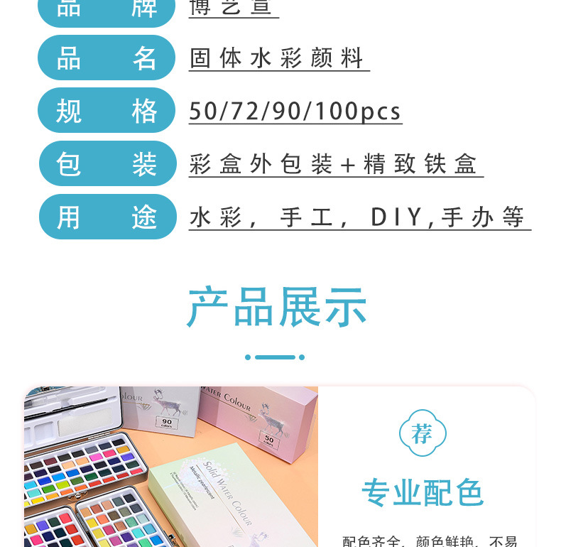 Boyi Xuan Pearlescent Paint Portable Iron Box Set for beginners and students diy graffiti painting solid watercolor paint pic 9