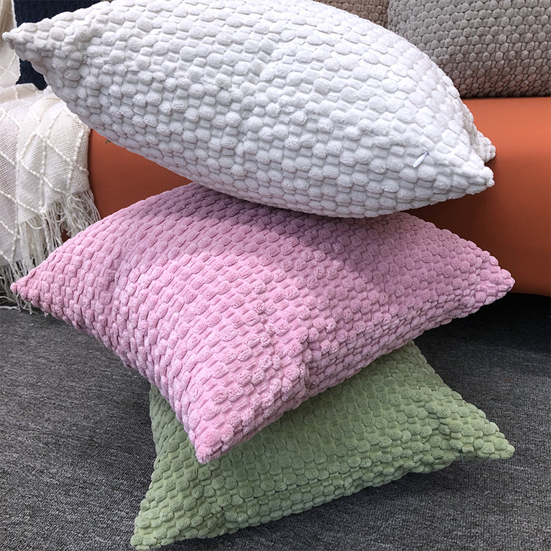 亚马逊新款双面泡泡粒灯芯绒抱枕纯色宿舍靠枕床头靠垫沙发抱枕套详情5