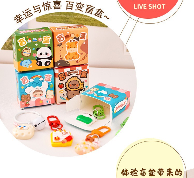 卡通潮玩盲盒钥匙扣迷你微缩小盲盒可爱惊喜钥匙圈diy挂件小礼品详情6