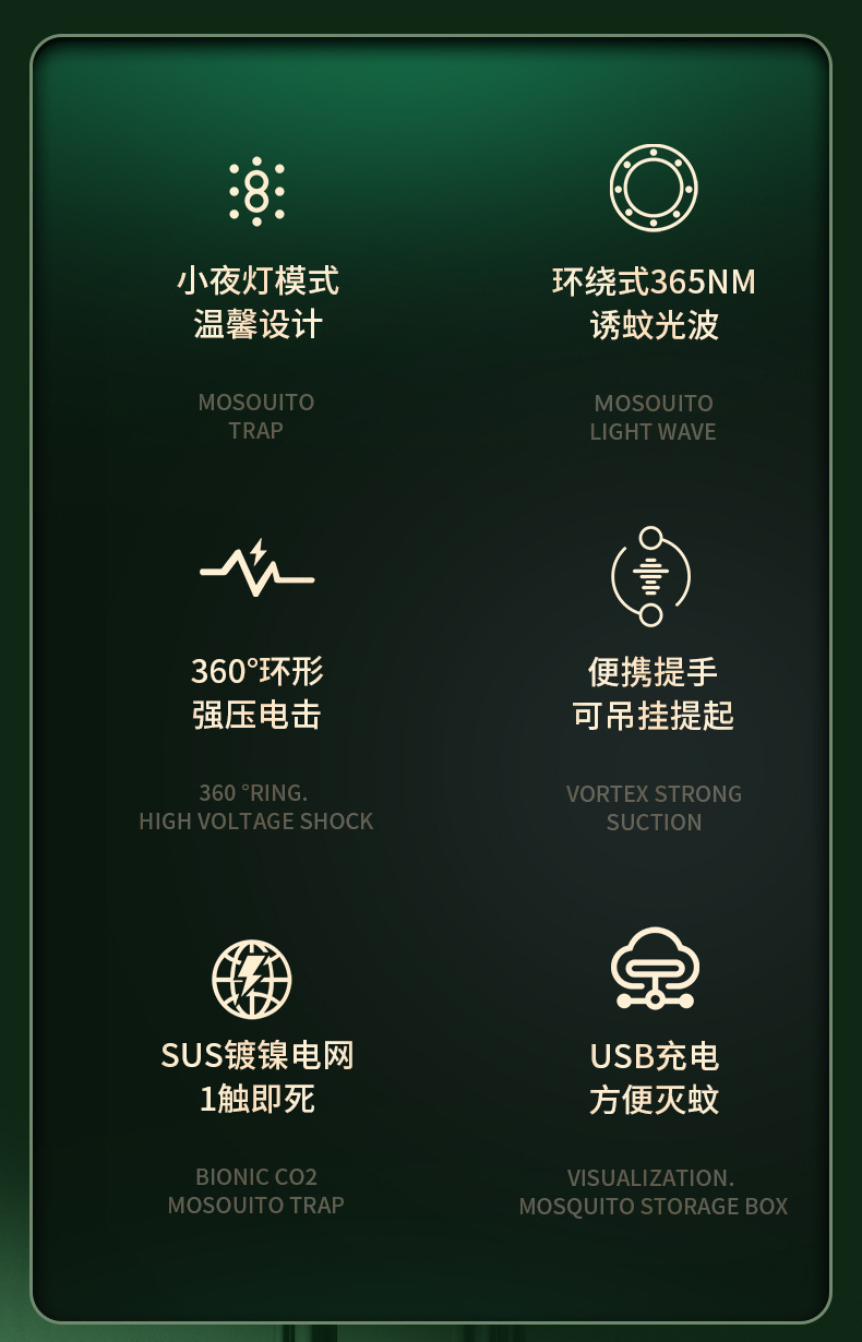 跨境爆款罗马柱式电击灭蚊灯USB户外充电捕蚊灯驱蚊器母婴灭蚊器详情3