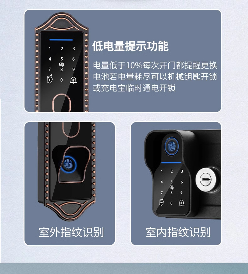 Bull head lock, electronic lock, anti-theft door, courtyard fingerprint lock, apartment iron gate, graffiti all smart lock, old-fashioned combination lock pic 11