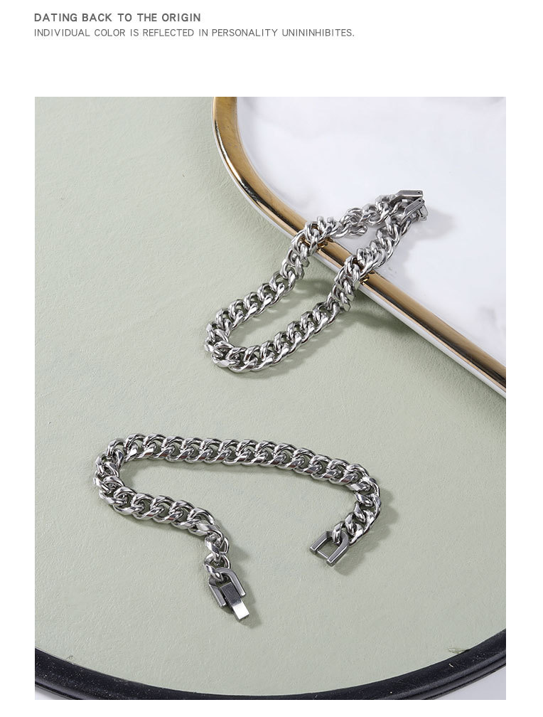 Titanium steel bracelet for men, Cuban light luxury jewelry, Instagram niche design for women, couple style, student trendy brand bracelet pic 4