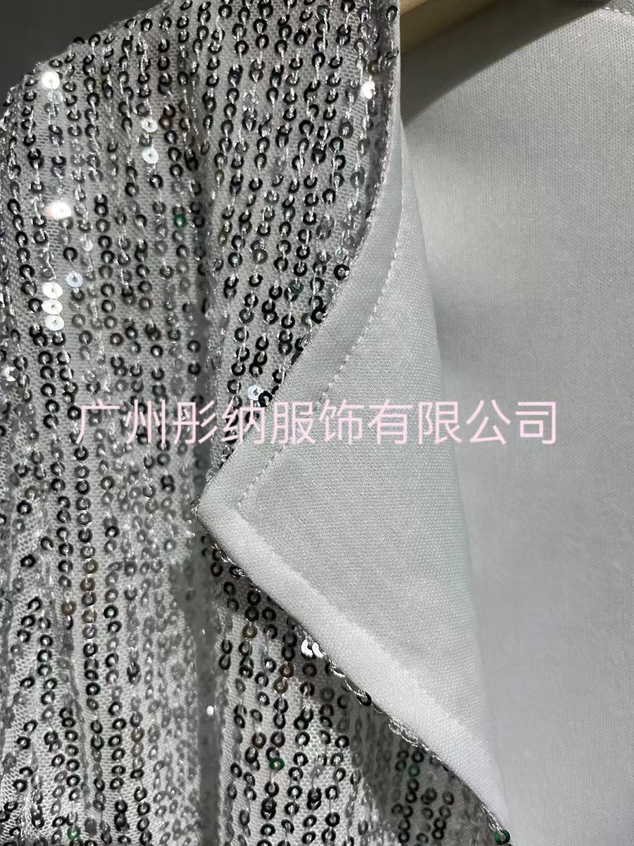 2025春季欧美亚马逊跨境爆款圆领长袖纯色开衫休闲百搭亮片外套女详情6