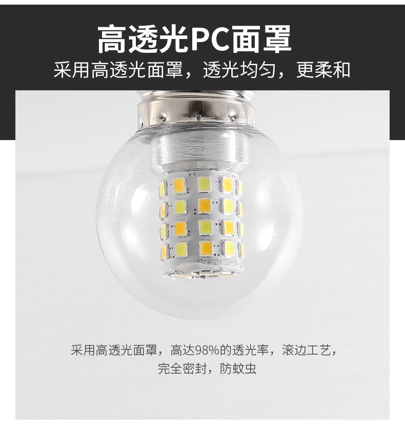 LED高亮超短灯泡G45魔豆球泡E27恒流无频闪蘑菇灯泡110V-220V可用详情13