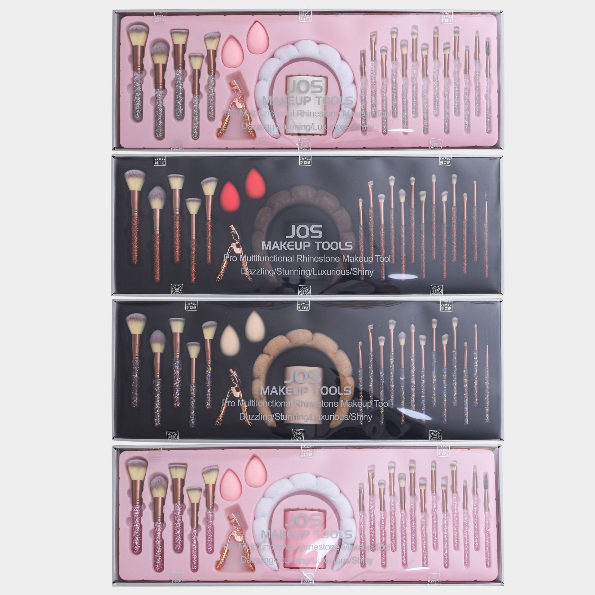 New 18-piece crystal powder-filled makeup brushes, diamond hair bands, eyelash clips, and a set of multi-functional makeup tools are available for wholesale pic 7