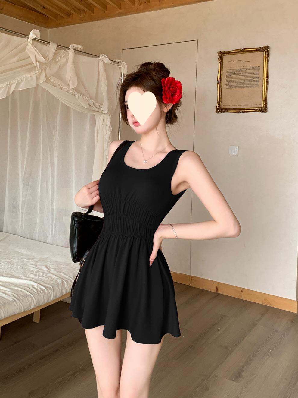 蝴蝶结性感露背法式红色连衣裙女高级感夏收腰显瘦甜辣妹吊带短裙详情15
