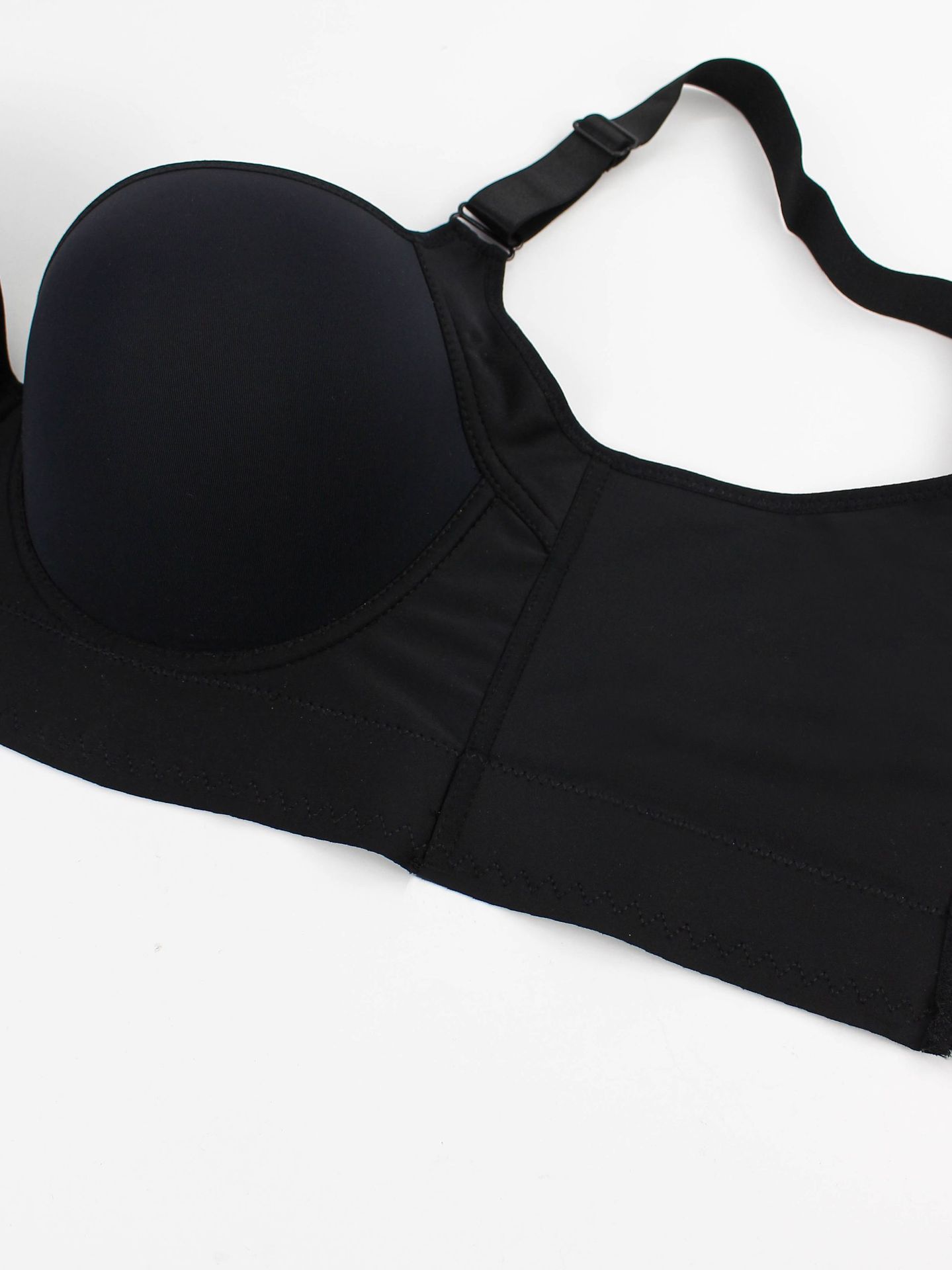 跨境欧美无痕光面钢圈内衣聚拢上托调整型文胸运动美背深V胸罩详情12