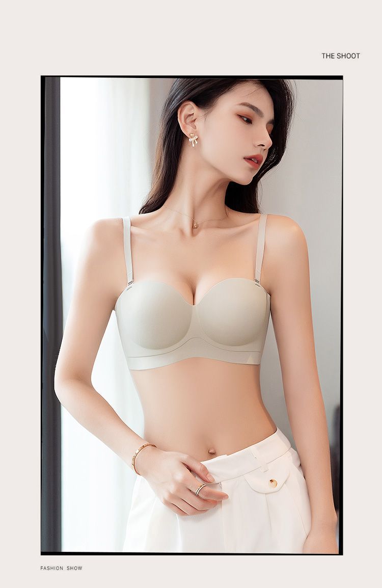 一片式小胸聚拢无痕内衣女收副乳上托隐形防走光抹胸蹦迪防滑文胸详情24