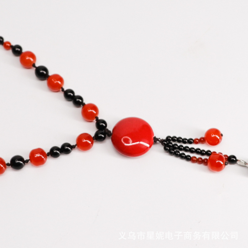 A589红黑玛瑙毛衣链
